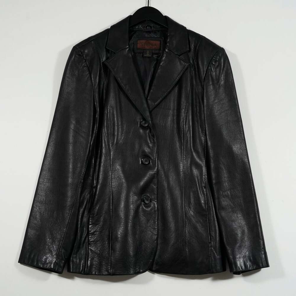 Siena Studio Black Leather Blazer Women’s Size 14 | Classic Jacket Coat